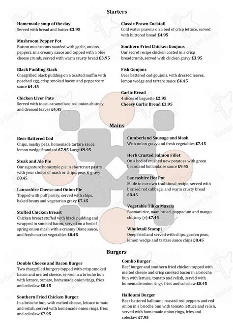 Game Cock Inn Menu